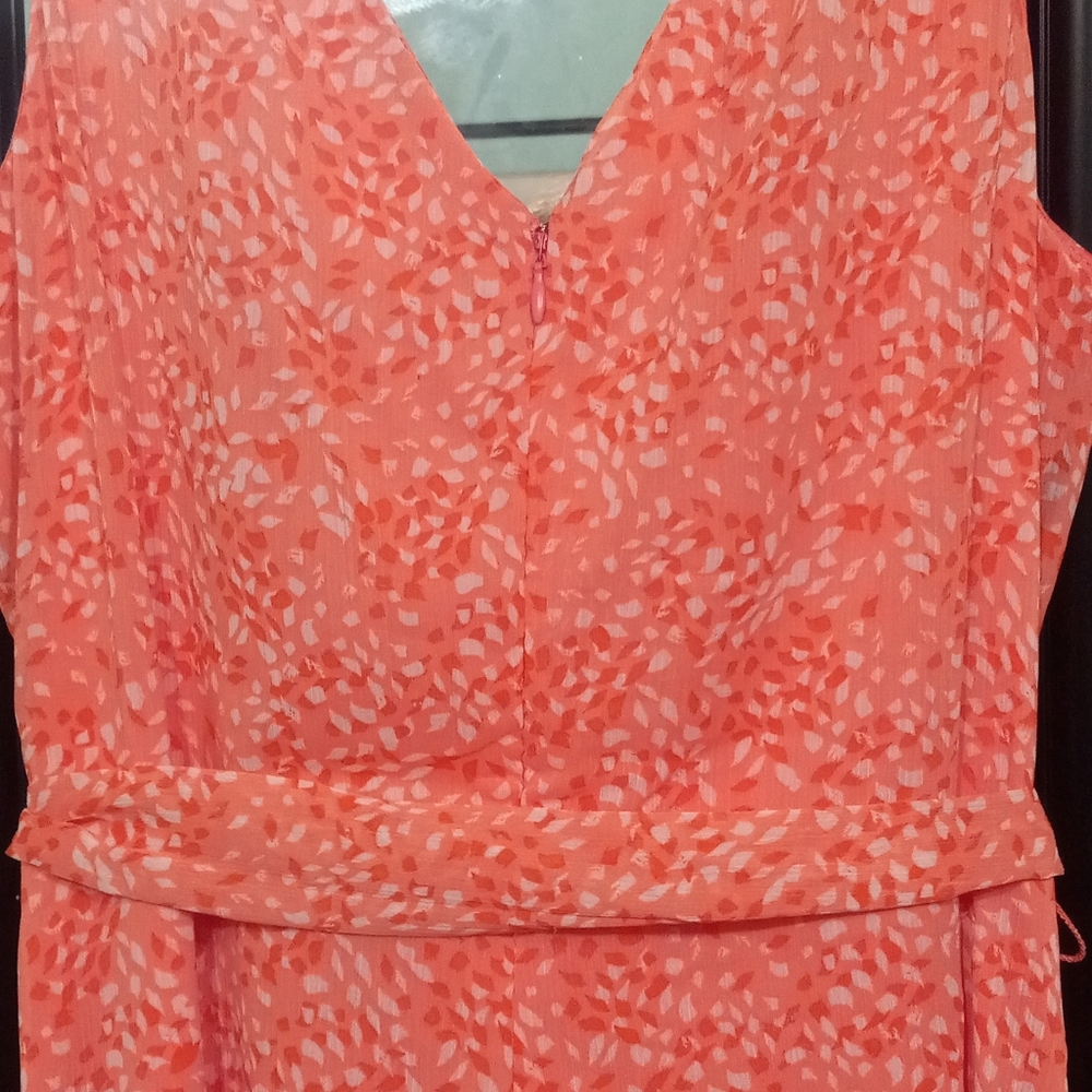 🧁B2G1🧁 DKNY Coral High Low Faux-Wrap Dress with Tie - Picture 5 of 13
